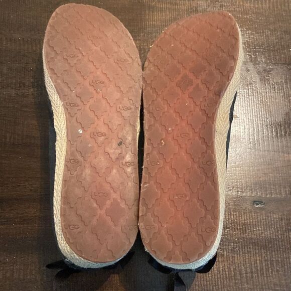 UGG Abigail Black Linen Back Lace Up Espadrilles Flats US 9 - Picture 8 of 8